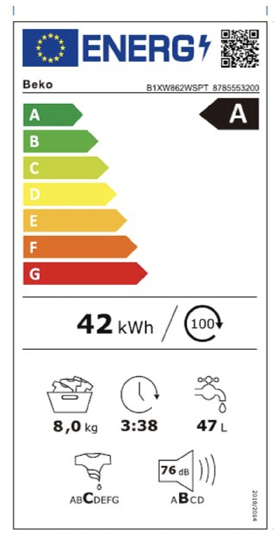 LAVADORA BEKO 8 KGS 1200RPM INVERTER B1XW862WSPT BLANCO - Imagen 4
