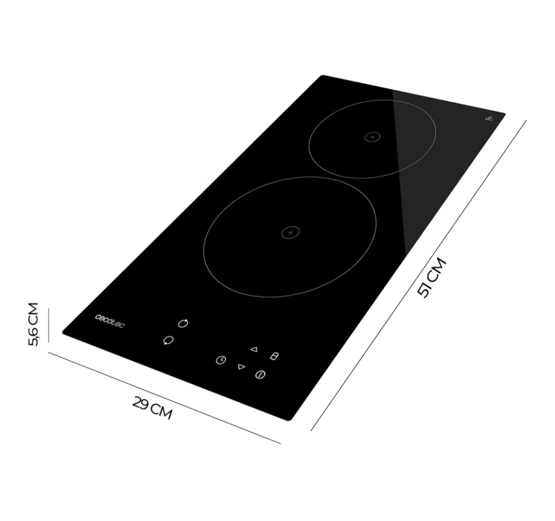 PLACA VITROCERAMICA CECOTEC 2F BOLERO SQUAD V2001 (02851) NEGRO - Imagen 2