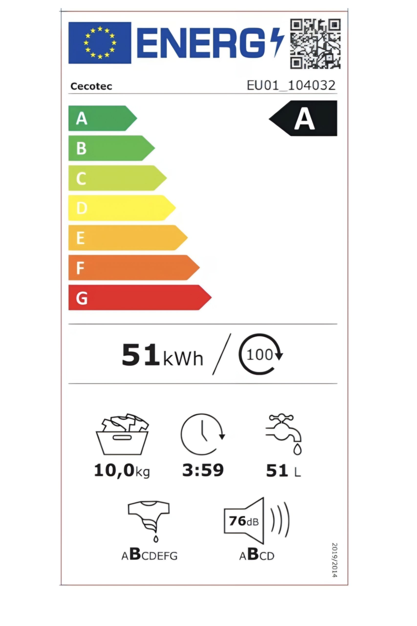 LAVADORA CECOTEC 10 KGS 1400RPM DIRECT DRIVE DRESSCODE 10970 (104032) INOX. - Imagen 4